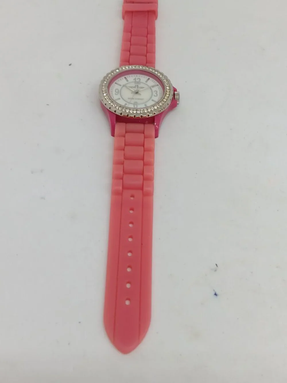Anne Klein AK10/9439 Women's 39mm MOP Dial Pink Crystal Accent Watch NEW BATTERY